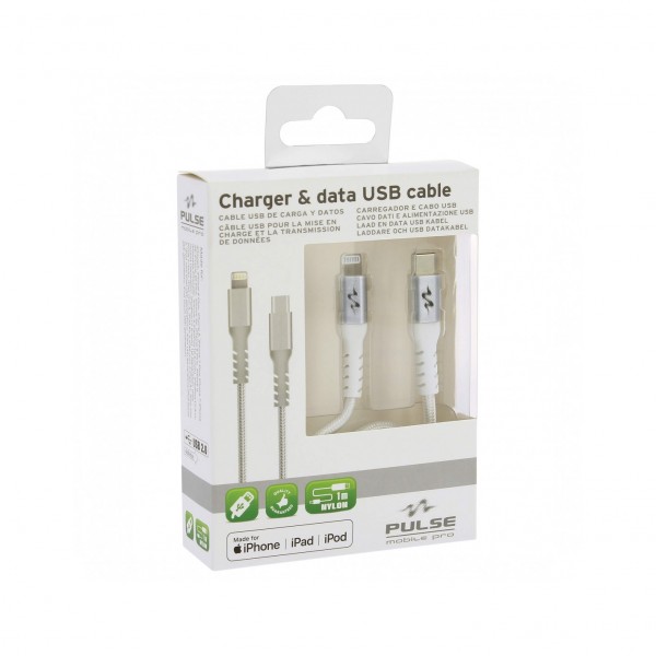 Cargador de Iphone Cable USB 2.0 Nylon con Carga Rápida Compatible con Iphone