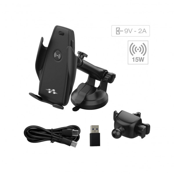 Cargador Inalámbrico Coche Soporte con Cierre y Apertura Automático