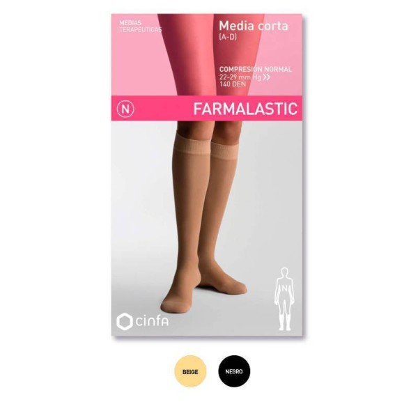 Farmalastic Media Corta Compresión Normal Puntera Cerrada Beige Talla Grande