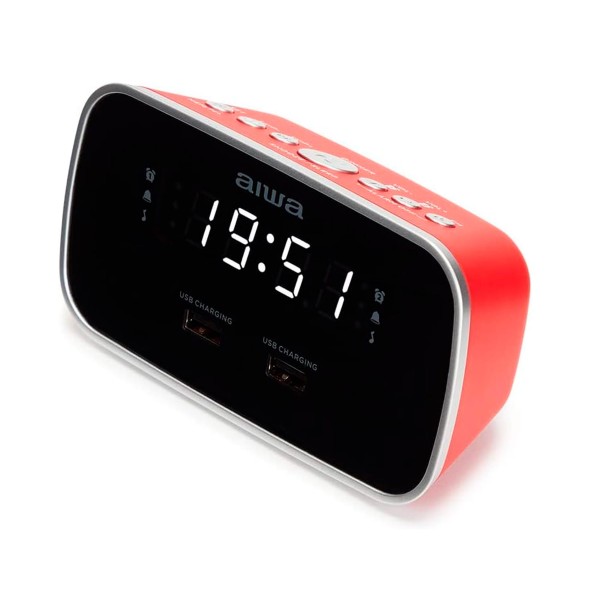 Aiwa cru-19rd rojo / radio reloj despertador