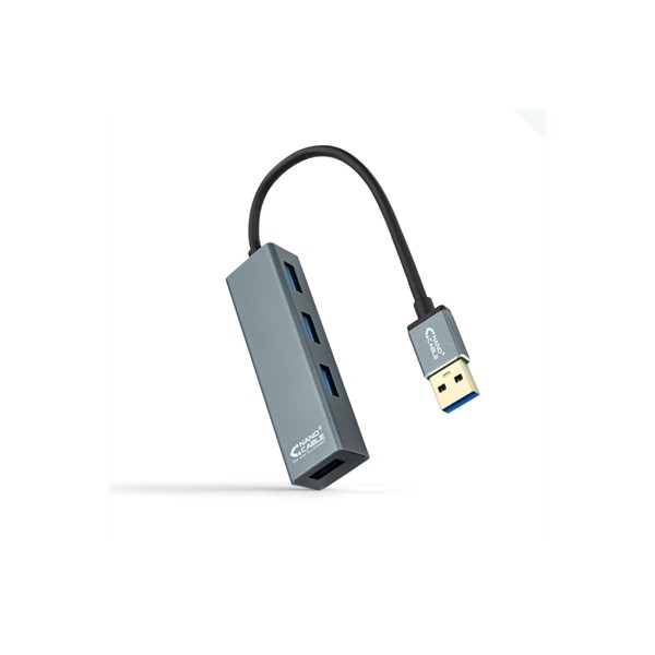 Nanocable hub usb 3.0 4 x usb 3.0 10cm. gris