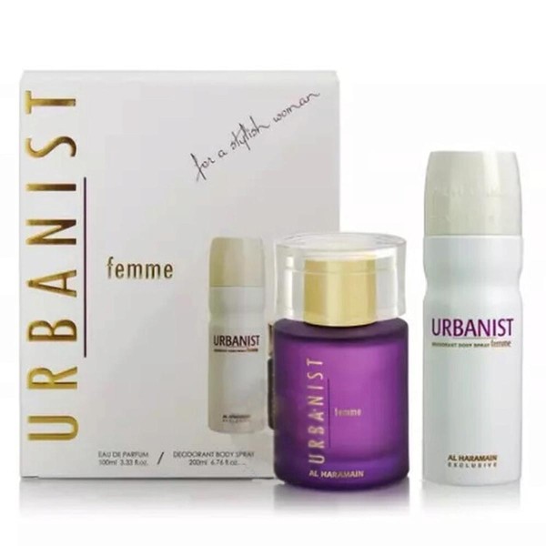Al haramain urbanist femme eau de parfum 100ml vaporizador + desodorante corporal 200ml vaporizador
