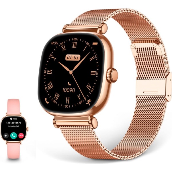 Ksix iria rosa / smartwatch 1.7"/ 2 correas (metal + silicona)