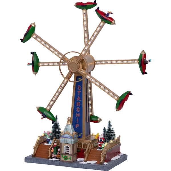Escena navideña atracción ferial con movimiento, música y luz, 36,5 x 19,00 x 47,60 cm