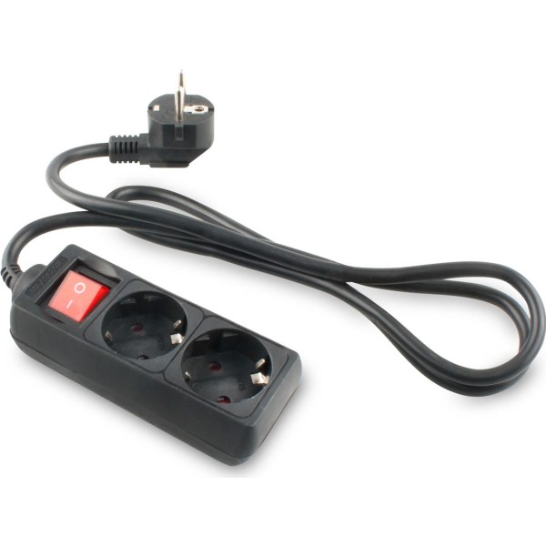 Base onlex negra 2tomas cable/int.1,5mt